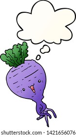 cartoon turnip with thought bubble in smooth gradient style