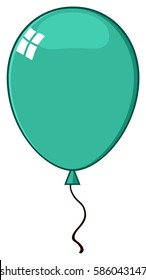 Cartoon Turquoise Balloon. Vector Illustration Isolated On White Background