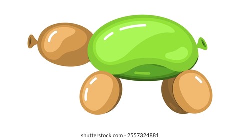 Cartoon turtle from balloon vector illustration