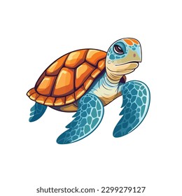 A cartoon turtle with a blue shell on its head.