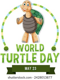Cartoon turtle celebrating World Turtle Day event