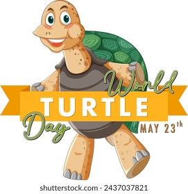 Cartoon turtle celebrating World Turtle Day