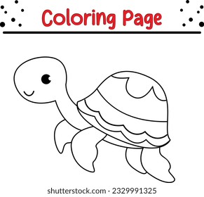 Cartoon turtle coloring page. Black and white illustration for coloring book