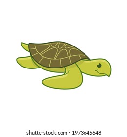 Cartoon turtle, cute character for children. Vector illustration in cartoon style for abc book, poster, postcard. Animal alphabet - letter T.