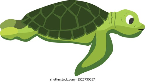 Cartoon turtle flat vector illustration