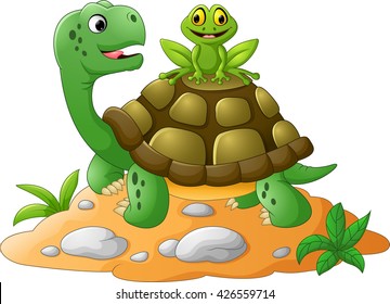 cartoon turtle and frog