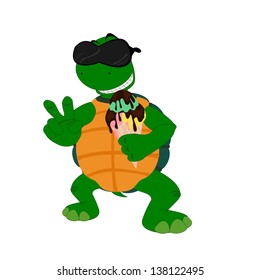 cartoon turtle with ice cream