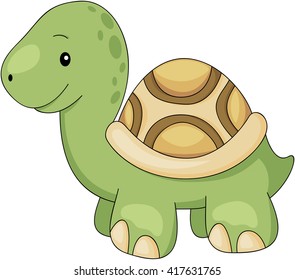 Cartoon turtle isolated on white