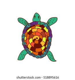 Cartoon turtle, isolated on white, vector illustration