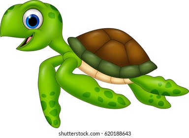 Cartoon Turtle Isolated On White Background Stock Vector (Royalty Free ...