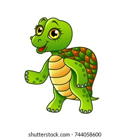 Cartoon turtle isolated on white vector illustration