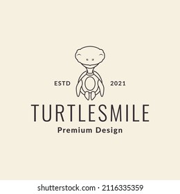 cartoon turtle line hipster logo design, vector graphic symbol icon sign illustration