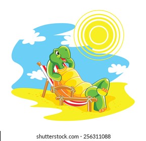 Cartoon turtle on the beach