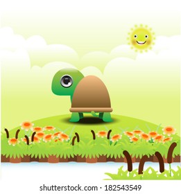 cartoon turtle on green grass