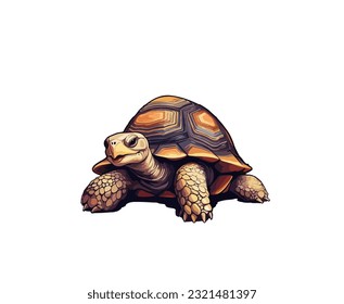 Cartoon turtle on an isolated background. Vector illustration