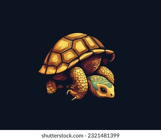 Cartoon turtle on an isolated background. Vector illustration