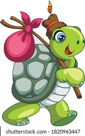 Cartoon turtle on isolated white background