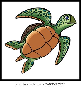 Cartoon a turtle on white background