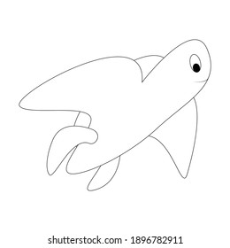 Cartoon turtle outline. Vector illustration isolated on white background. Decoration for greeting cards, posters, flyers, prints for clothes.
