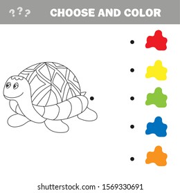 Cartoon turtle. Outlined. Vector illustration. Puzzle for Preschool Children