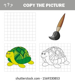 Cartoon turtle. Outlined. Vector illustration. Puzzle for Preschool Children