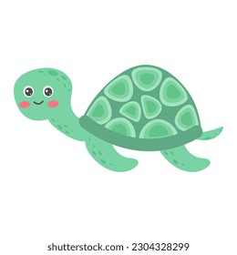 Cartoon turtle. Sea animal. Vector illustration.
