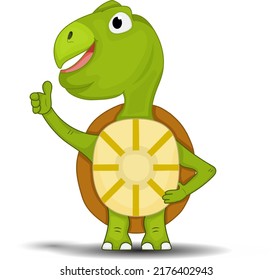 cartoon turtle smiling and give thumb up