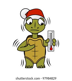 Cartoon turtle with a thermometer