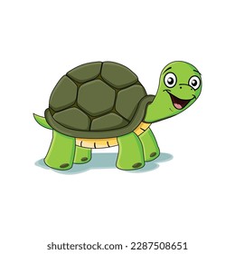 cartoon turtle. vector green turtle. vector turtle on white background for editing needs. simple vector flat design