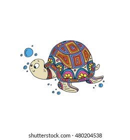 Cartoon turtle. Vector illustration