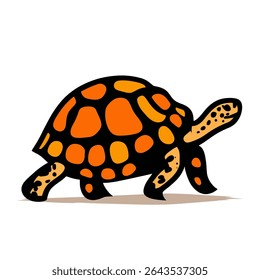 Cartoon turtle walks gracefully isolated white background vector