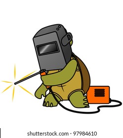 Cartoon turtle  welder