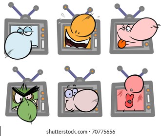 Cartoon TV.set emoticons