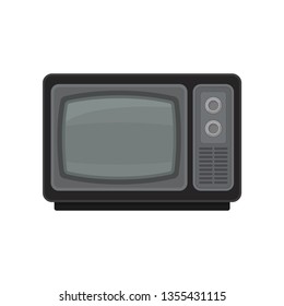 Cartoon TV on white background. Retro digital technology.