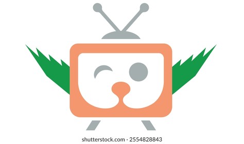 Cartoon TV screen with animal face