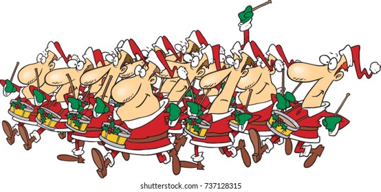 cartoon twelve drummers drumming (twelve days of christmas)