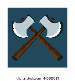 cartoon two axe illustration for game