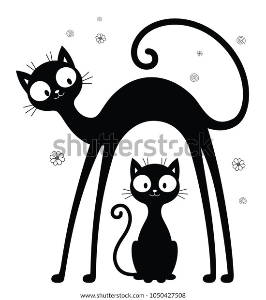 Dessin Sur Deux Silhouettes De Chats Image Vectorielle De Stock Libre De Droits Dessin Sur Deux Silhouettes De Chats Image Vectorielle De Stock Libre De Droits