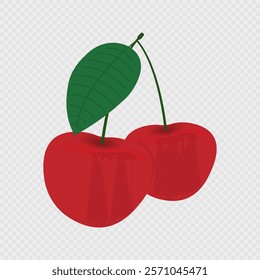 Cartoon two cherry icon. Vector illustration.