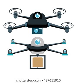cartoon two drone technology graphic