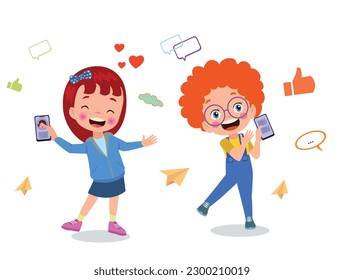 A cartoon of two girls with a message on their phones