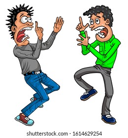 Cartoon of two men shocking when they meets each other 