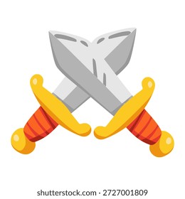 desenho animado duas espadas lutando plano cor vetor ilustração modelo design