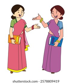 Cartoon two woman Talking vector illustration