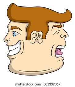 Cartoon two-faced man
