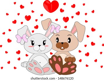 Cartoon twosome bunnies 