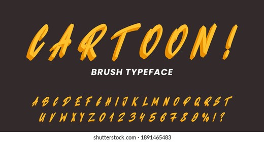 Cartoon typeface alphabet. Hand drawn vector brush font