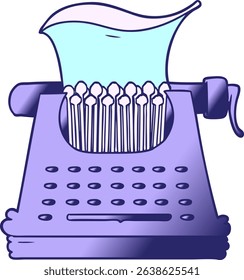 cartoon typewriter in bright neon colors