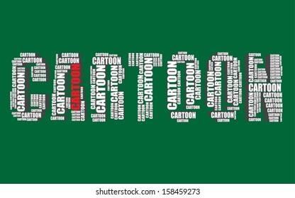 cartoon typography 3d text word art vector  illustration cartoon word cloud