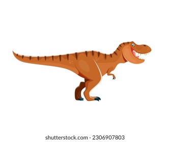 Cartoon Tyrannosaur dinosaur, T-Rex character. Isolated extinct reptile, paleontology predator dinosaur with sharp teeth. Mesozoic era monster, carnivorous lizard vector cute personage